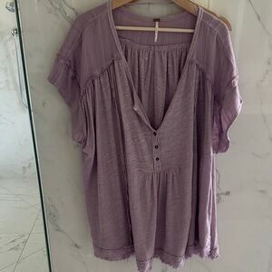 Free People Mauve Blouse with Button Detail